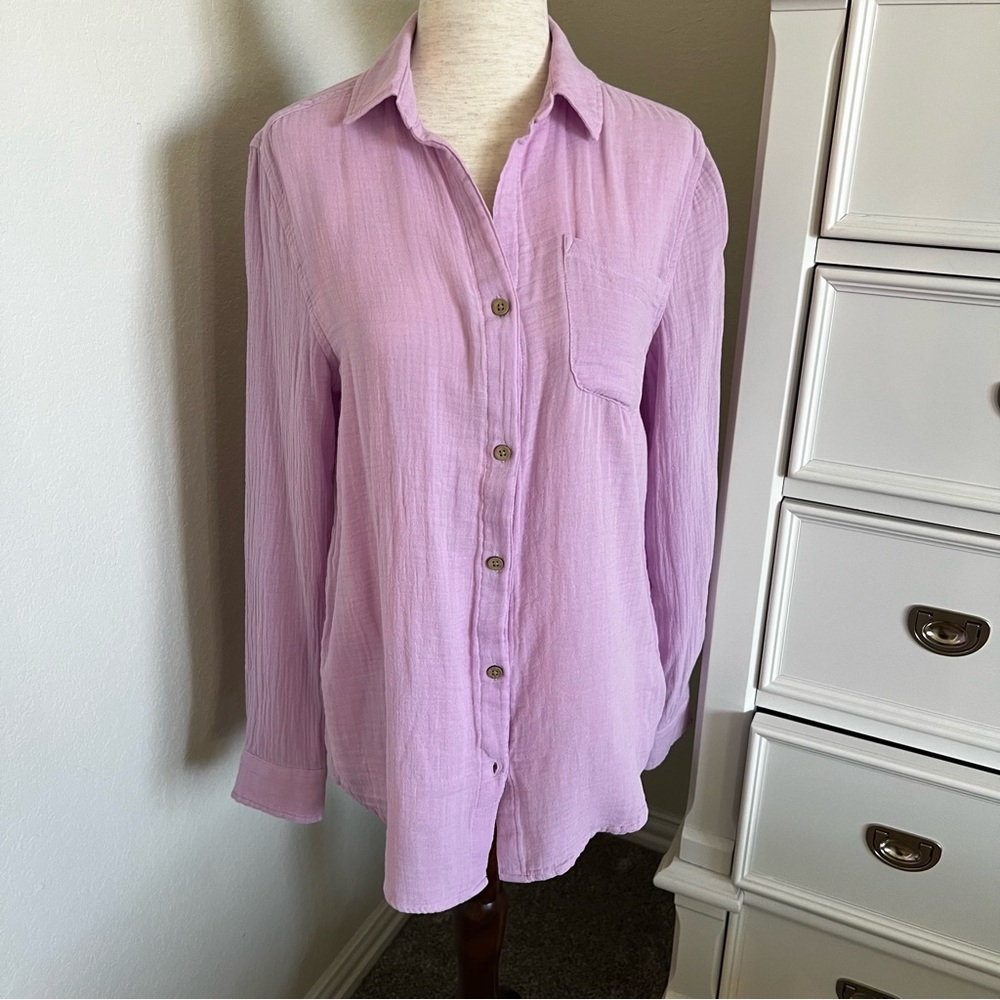 Beachy 100% Cotton Gauze Lavender Button-Down Shirt